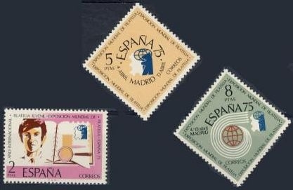 ESPAÑA 1974 2174/6 Sellos Nuevos Exposición Mundial de Filatelia ESPAÑA 75 y Año Internacional de la Filatelia Juvenil c/charnela Espana Spain Espagne Spagna Spanje Spanien 